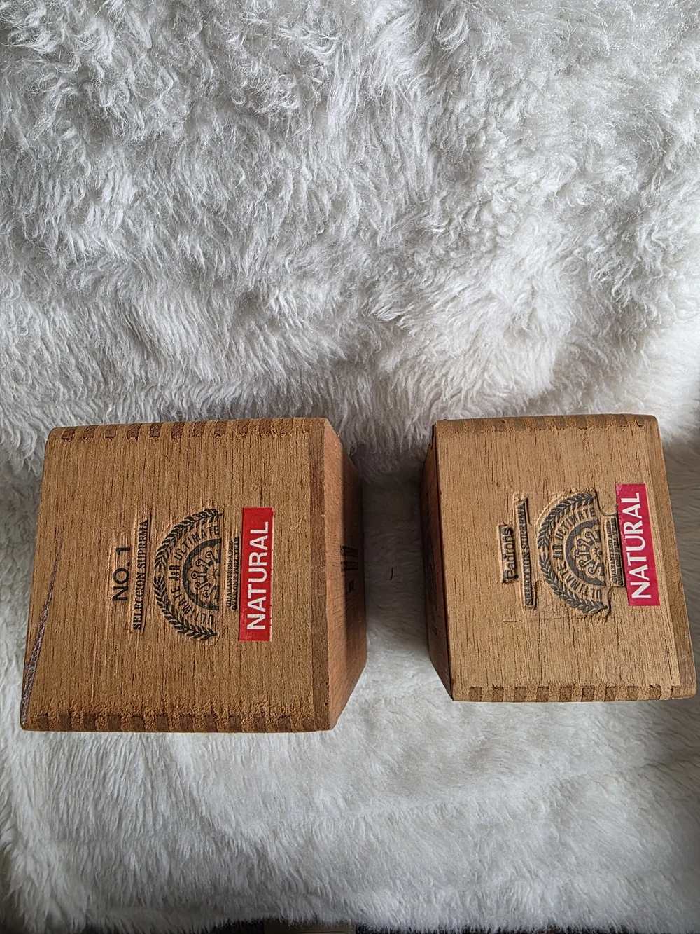 2 J.R Vintage Cigar Wooden Storage Box Set - Natural Brown Home Organizer